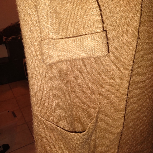 Forever 21 tan long knit hooded coat - Picture 3 of 5